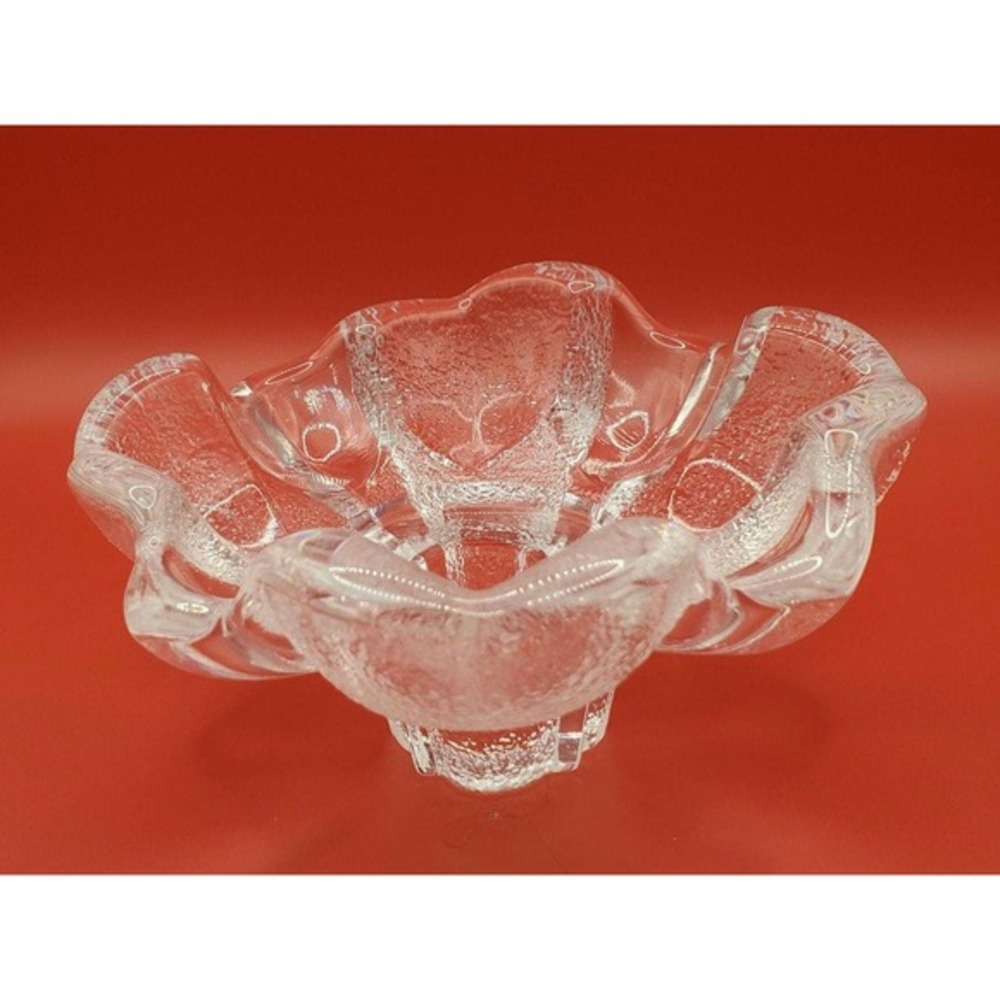 ORREFORS Lars Hellsten Textured Petal Flower Blossom Candle Holder‎